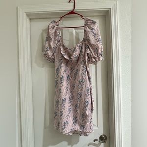 Pink floral puff sleeve dress